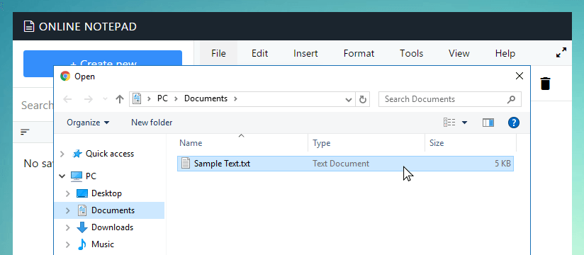 Open file dialog in Wemedia